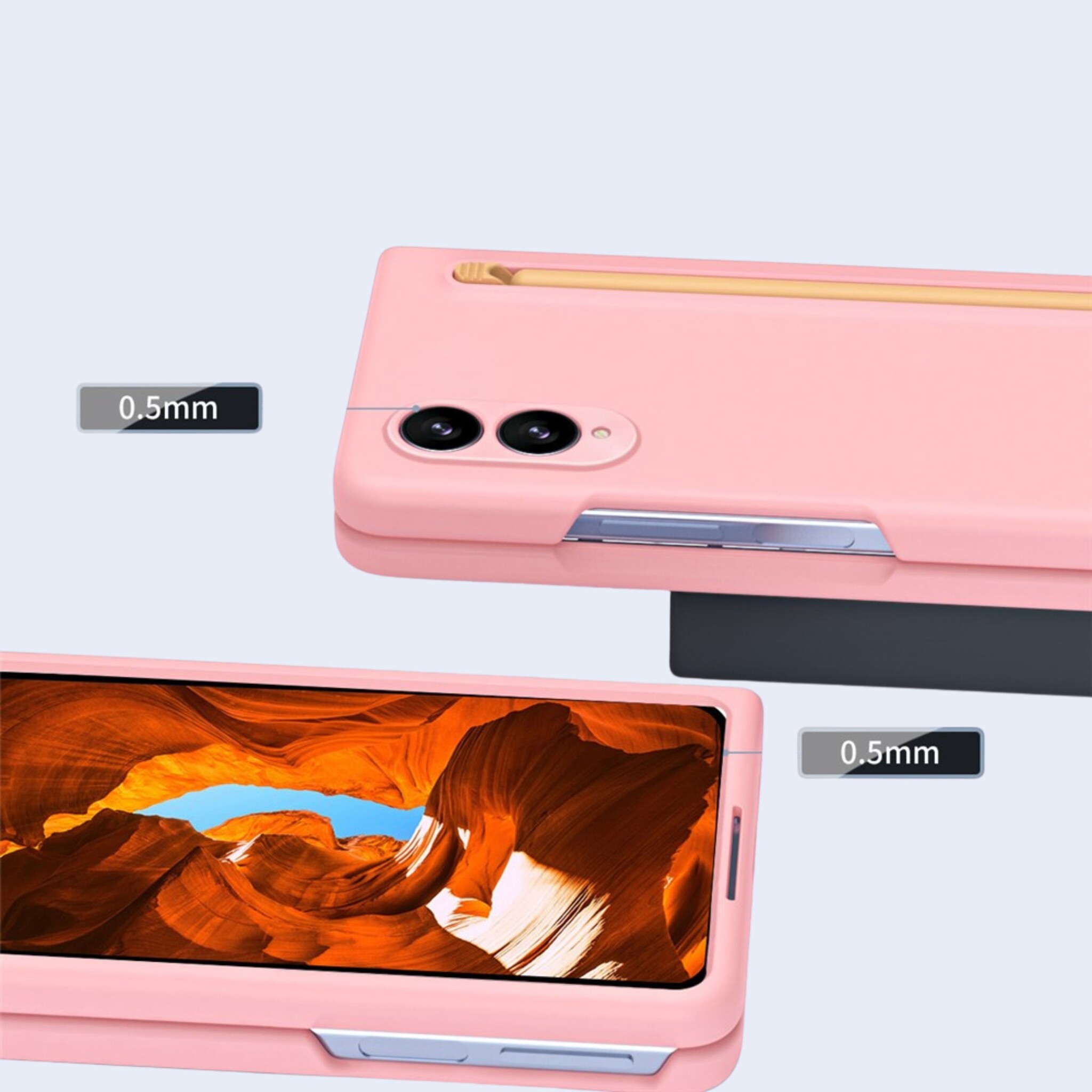 Samsung Galaxy Z Fold 8 Backcover hoes – Inclusief Styluspen & Screenprotector - Roze