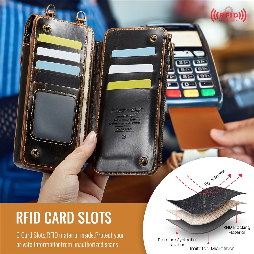 Telefoontasje met RFID-bescherming en verstelbare band – Crazy horse