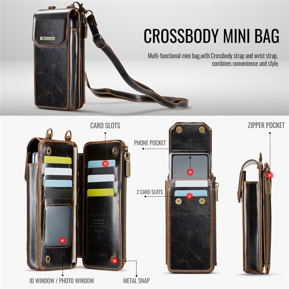 Telefoontasje met RFID-bescherming en verstelbare band – Crazy horse
