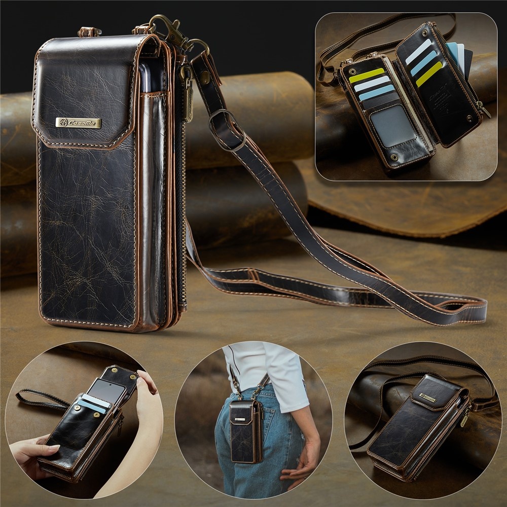 Telefoontasje met RFID-bescherming en verstelbare band – Crazy horse
