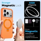 iPhone 18 Pro Max / iPhone 17 Pro Max hoesje magnetische ringstandaard, MagSafe-compatibel, mat transparant en schokbestendig – inclusief screenprotector – Mat Oranje