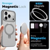 iPhone 18 Pro Max / iPhone 17 Pro Max hoesje magnetische ringstandaard, MagSafe-compatibel, mat transparant en schokbestendig – inclusief screenprotector – Mat Grijs