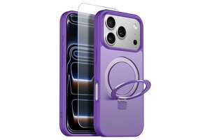 NORTHJO iPhone 18 Pro / iPhone 17 Pro hoesje met magnetische ringstandaard - Mat Paars