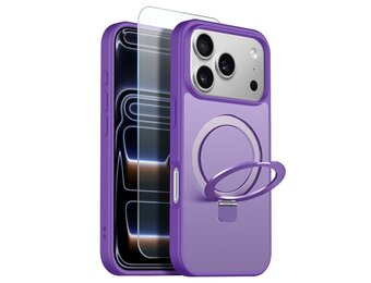 NORTHJO iPhone 18 Pro / iPhone 17 Pro hoesje met magnetische ringstandaard - Mat Paars