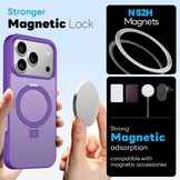 iPhone 18 Pro / iPhone 17 Pro hoesje magnetische ringstandaard, MagSafe-compatibel, mat transparant en schokbestendig – inclusief screenprotector – Mat Paars