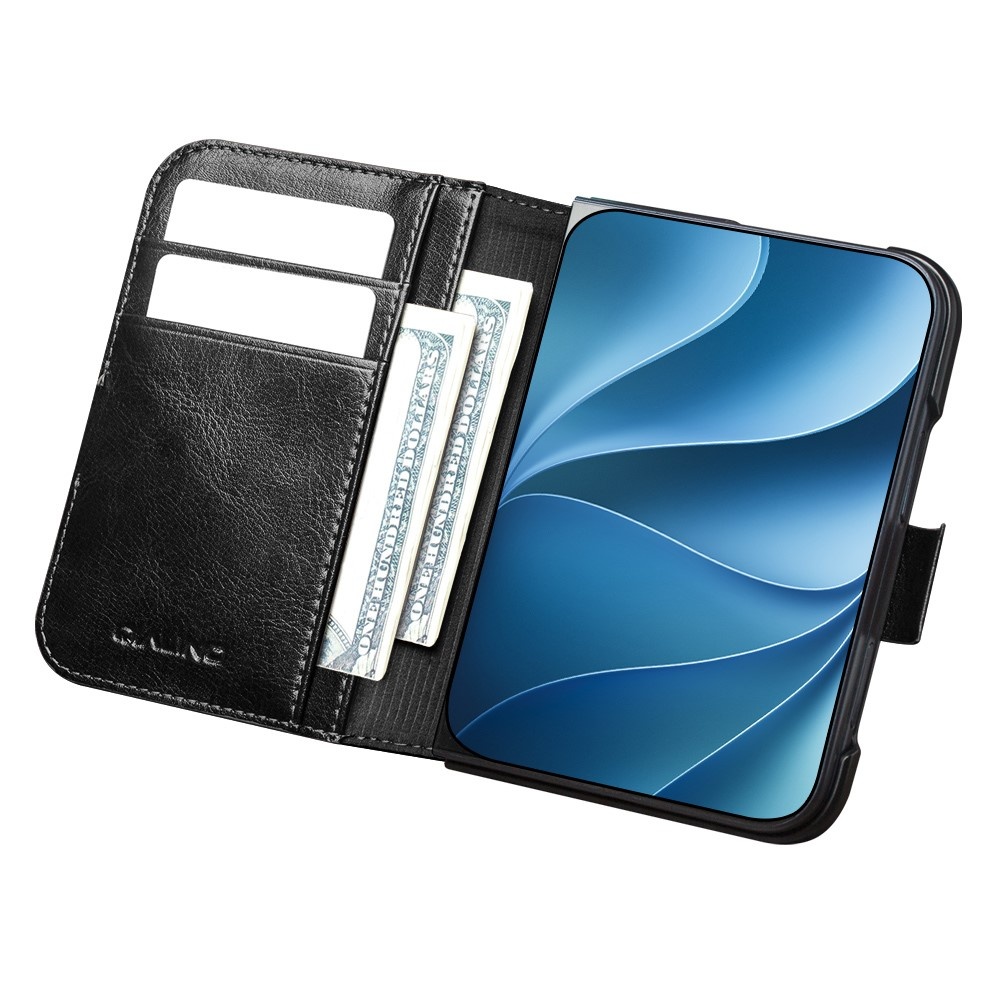 iPhone Duo leren bookcase hoesje - Zwart