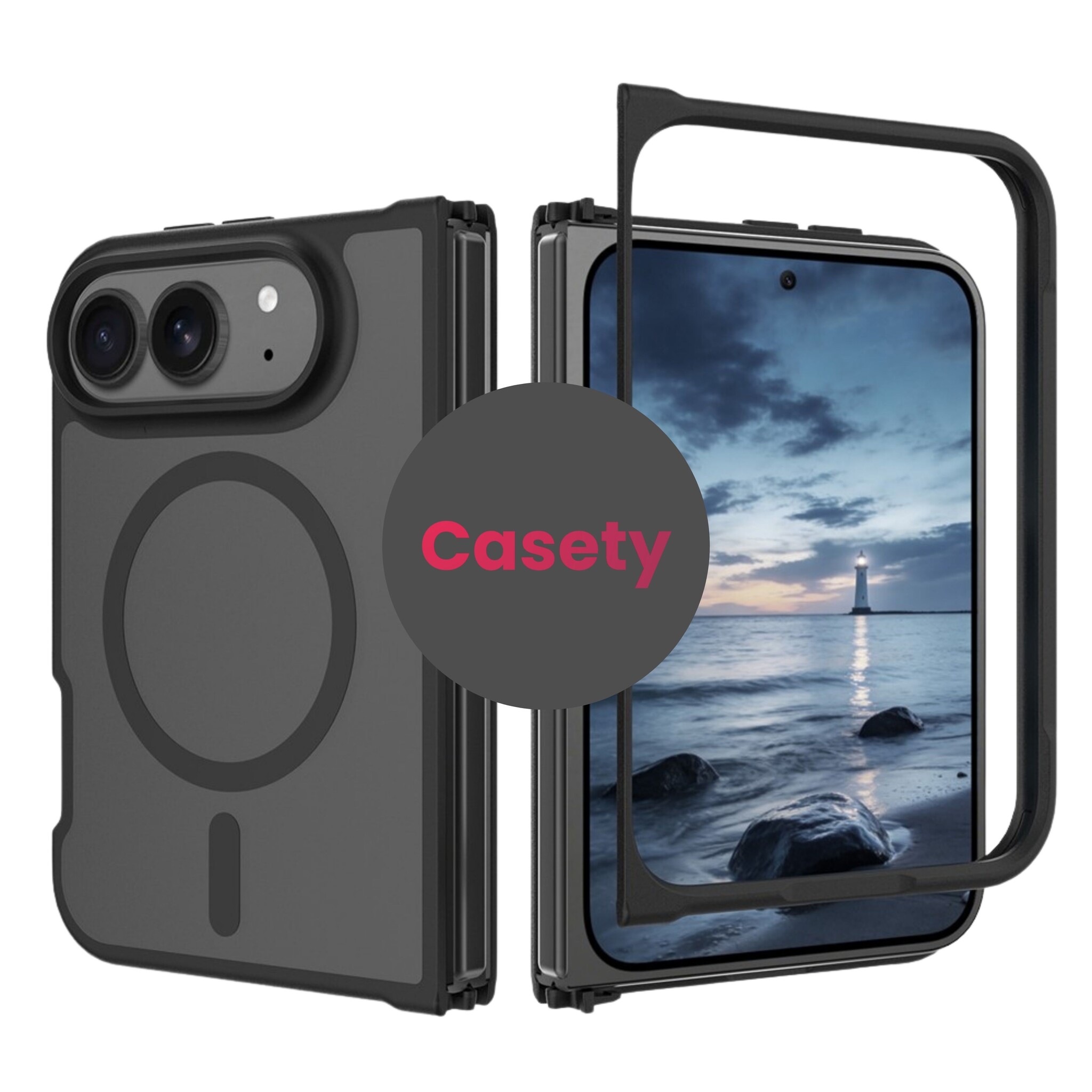 iPhone Duo hoesje slanke backcover met volledige MagSafe ondersteuning - Zwart