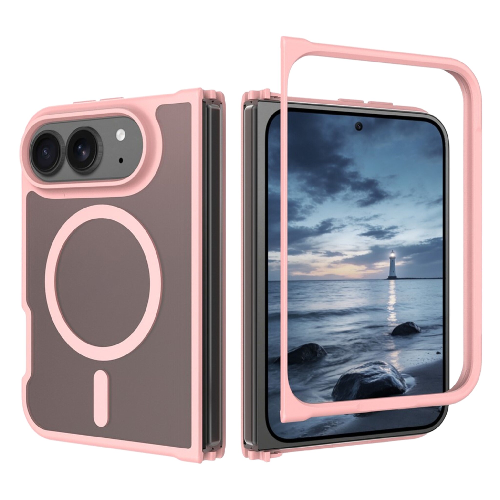 iPhone Duo hoesje slanke backcover met volledige MagSafe ondersteuning - Lichtroze