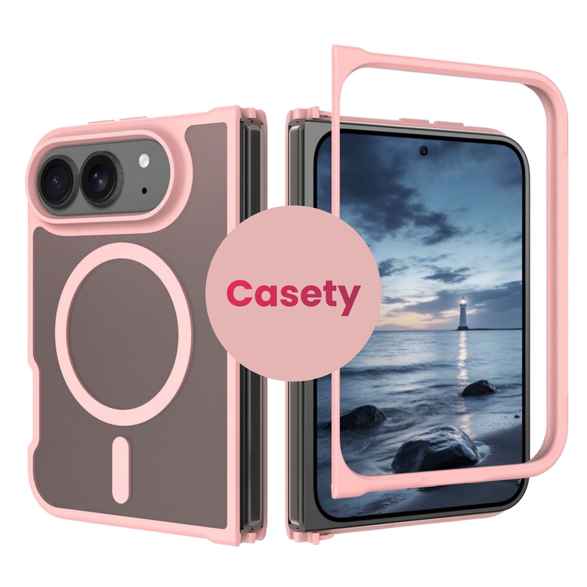 iPhone Duo hoesje slanke backcover met volledige MagSafe ondersteuning - Lichtroze