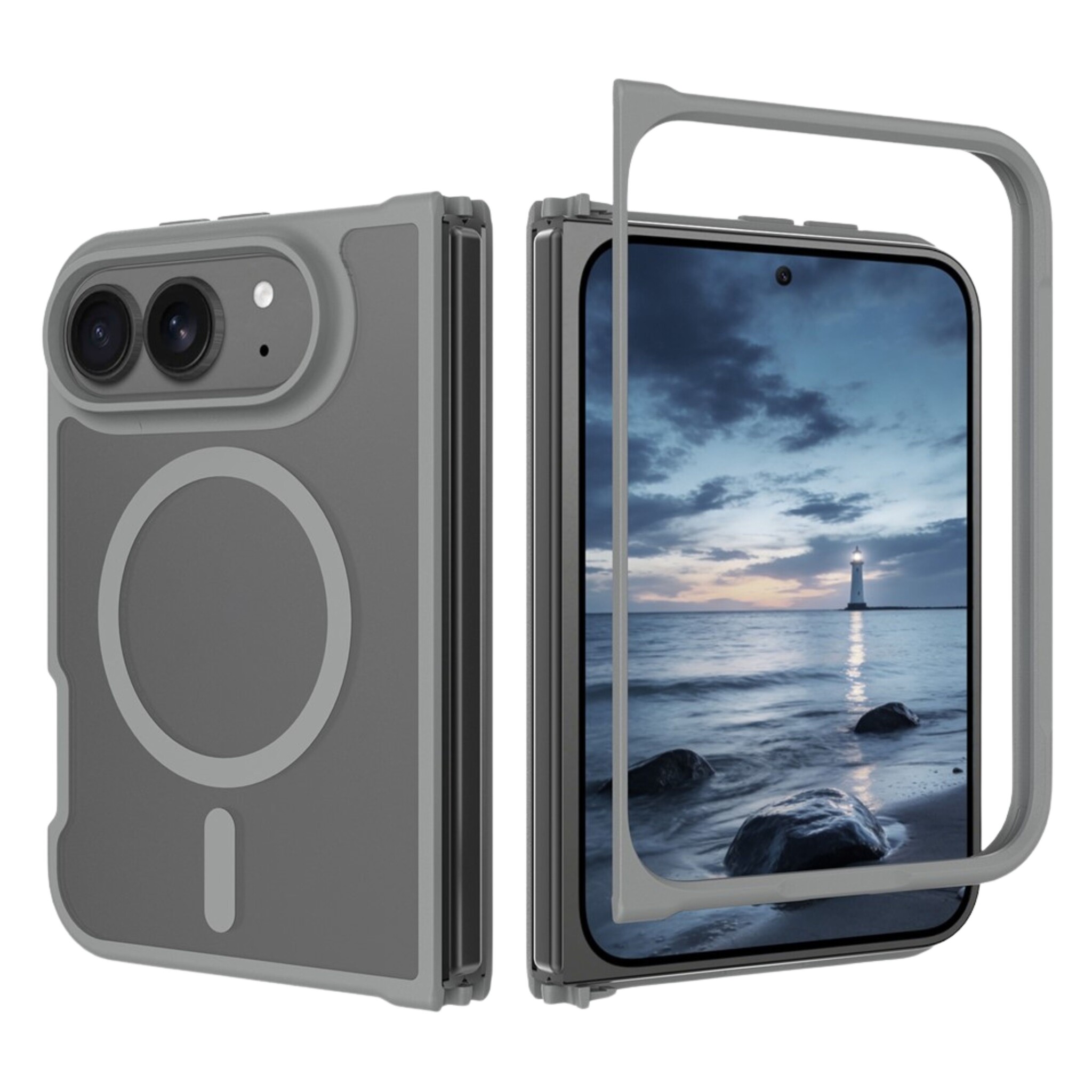 iPhone Duo hoesje slanke backcover met volledige MagSafe ondersteuning - Grijs