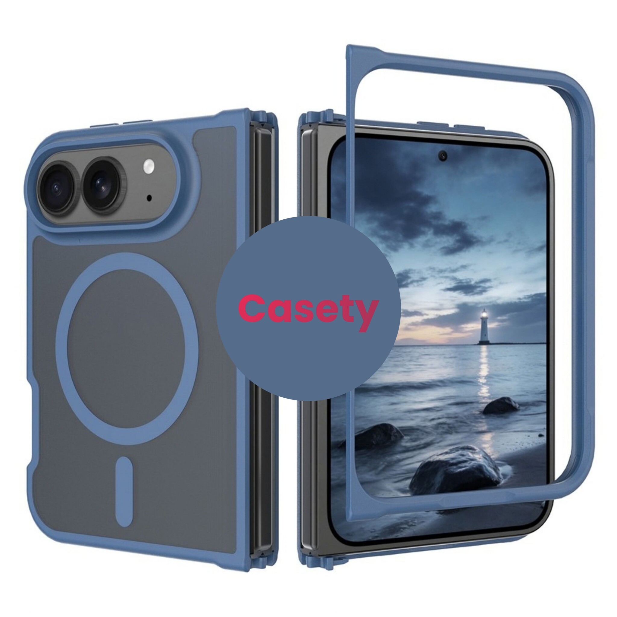 iPhone Duo hoesje slanke backcover met volledige MagSafe ondersteuning - Blauw