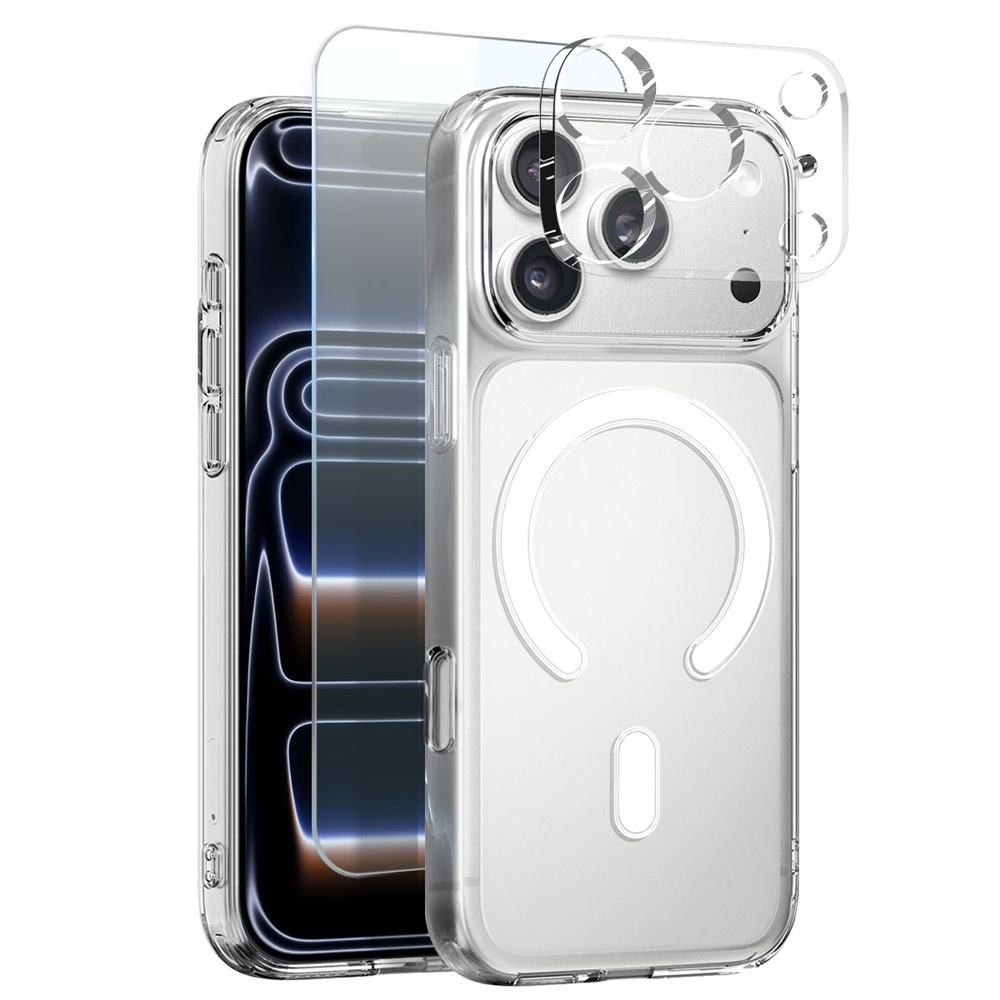 3-in-1 Beschermset iPhone 18 Pro Max / iPhone 17 Pro Max - Transparant TPU Backcover hoesje + 9H Tempered Front screen Glass + Camera Protector