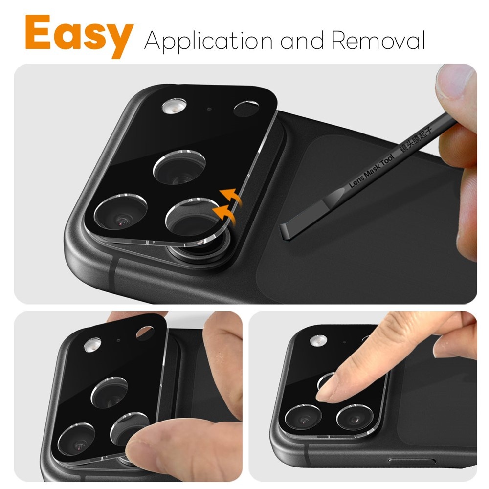 iPhone 18 Pro Full cover camera lens protector – Tempered glass (2 stuks) – Zwart