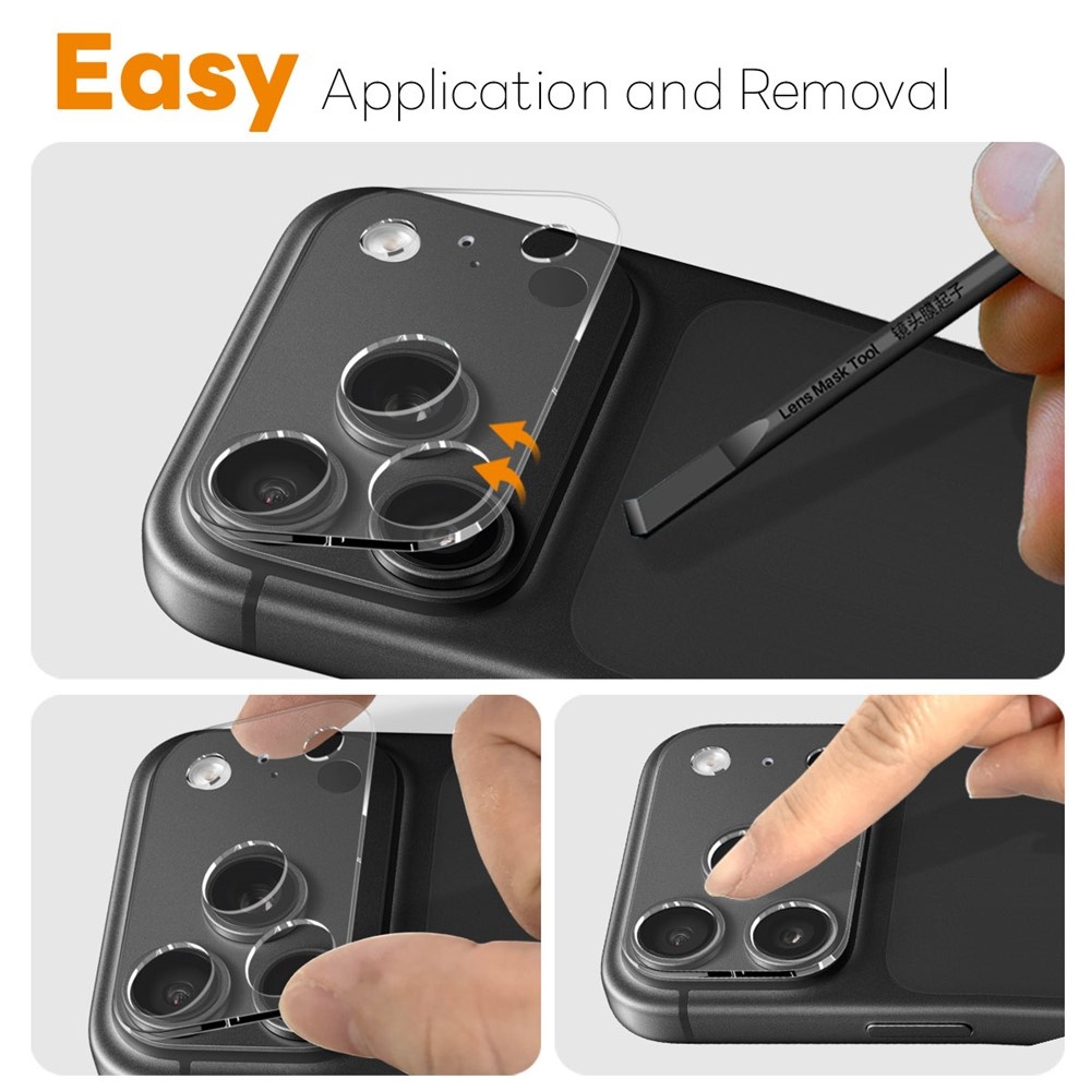 iPhone 18 Pro Full cover camera lens protector – Tempered glass (2 stuks) – Transparant