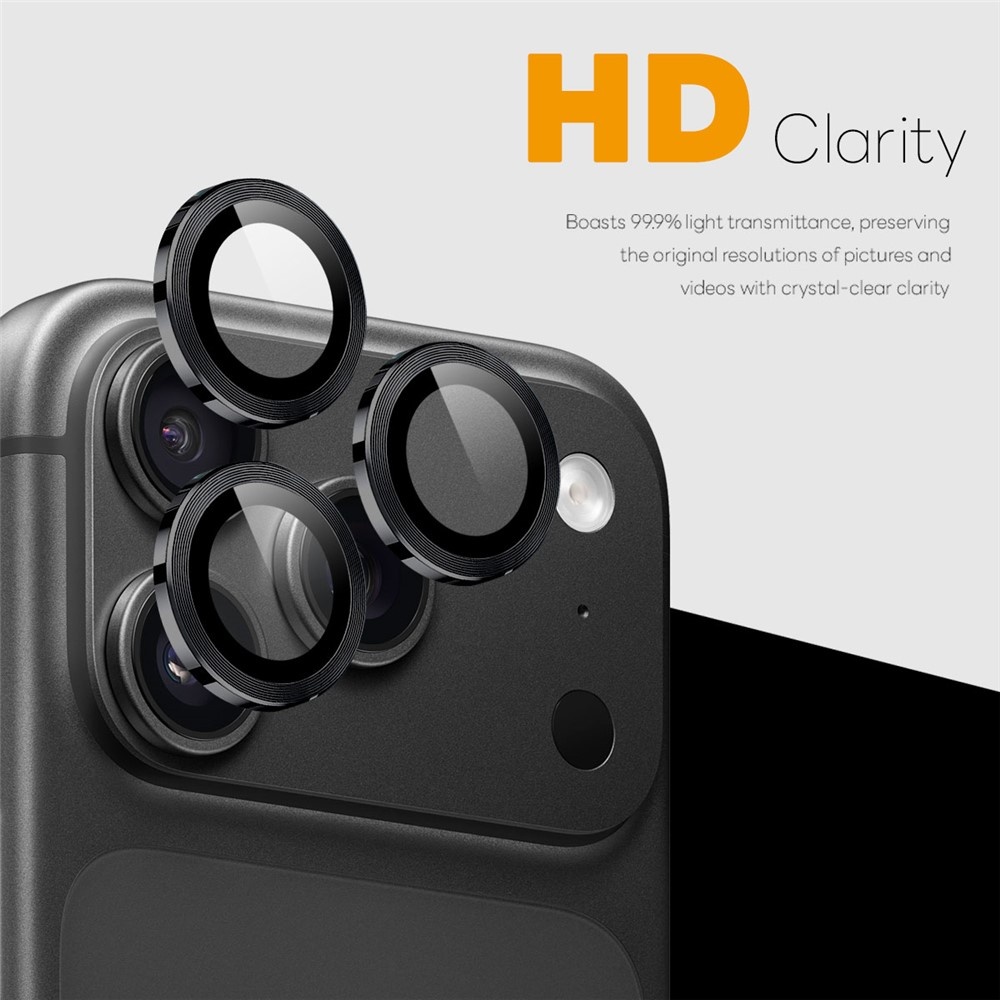 iPhone 18 Pro / iPhone 18 Pro Max camera lens protector – Metalen Ringen – Zwart