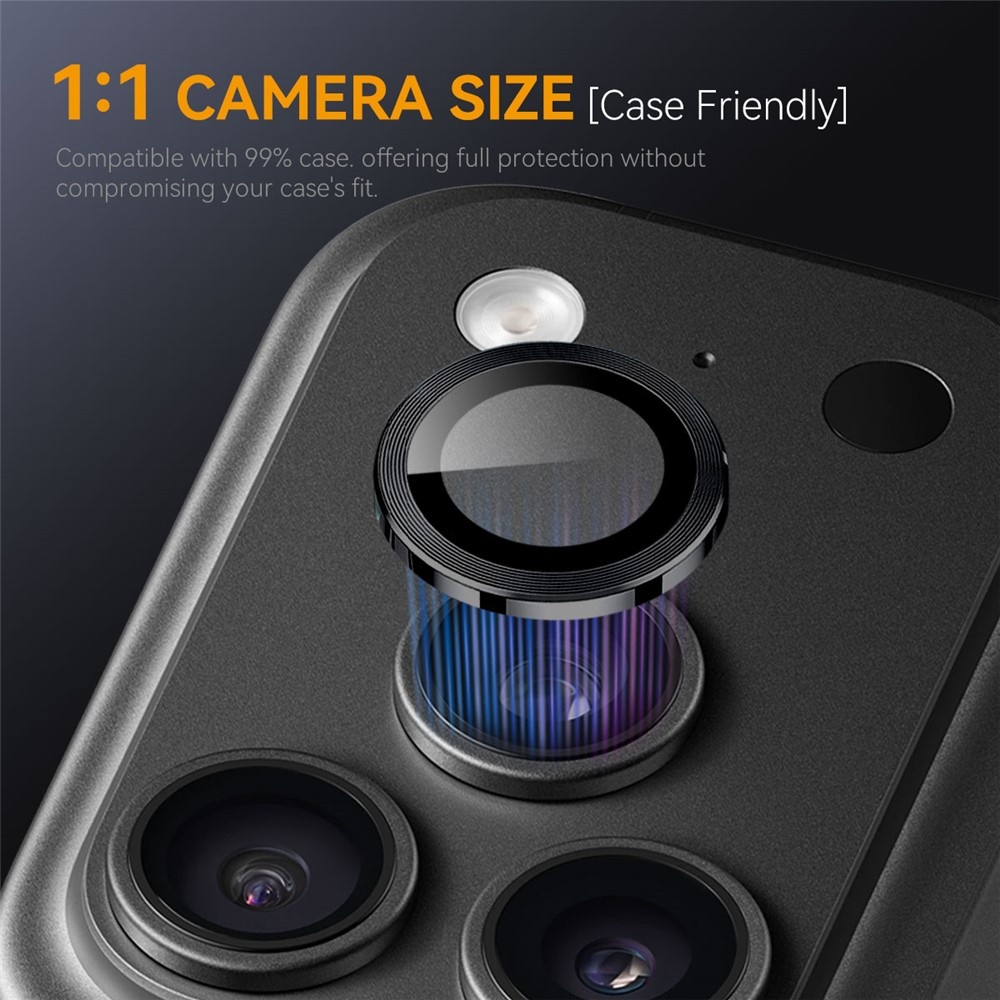 iPhone 18 Pro / iPhone 18 Pro Max camera lens protector – Metalen Ringen – Zwart