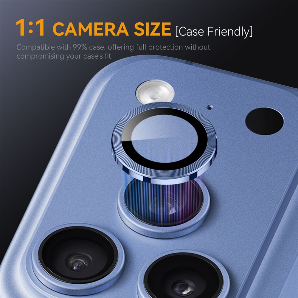 iPhone 18 Pro / iPhone 18 Pro Max camera lens protector – Metalen Ringen – Blauw