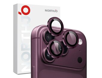 NORTHJO iPhone 18 Pro / iPhone 18 Pro Max camera Lens protector - Metalen ringen - Burgundy
