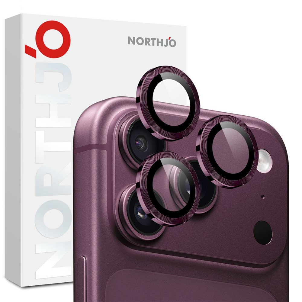 iPhone 18 Pro / iPhone 18 Pro Max camera lens protector – Metalen Ringen – Burgundy