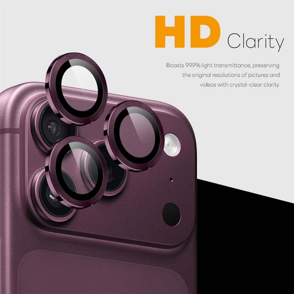 iPhone 18 Pro / iPhone 18 Pro Max camera lens protector – Metalen Ringen – Burgundy