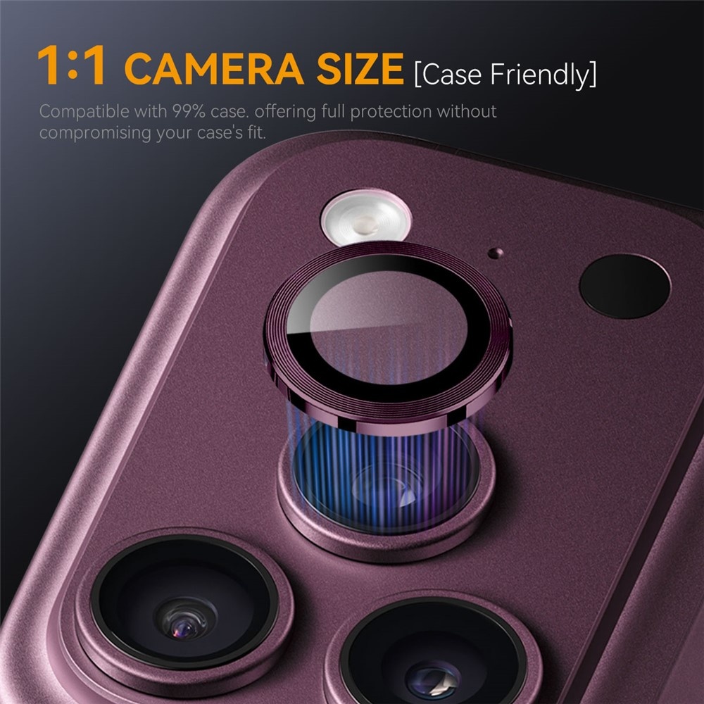 iPhone 18 Pro / iPhone 18 Pro Max camera lens protector – Metalen Ringen – Burgundy