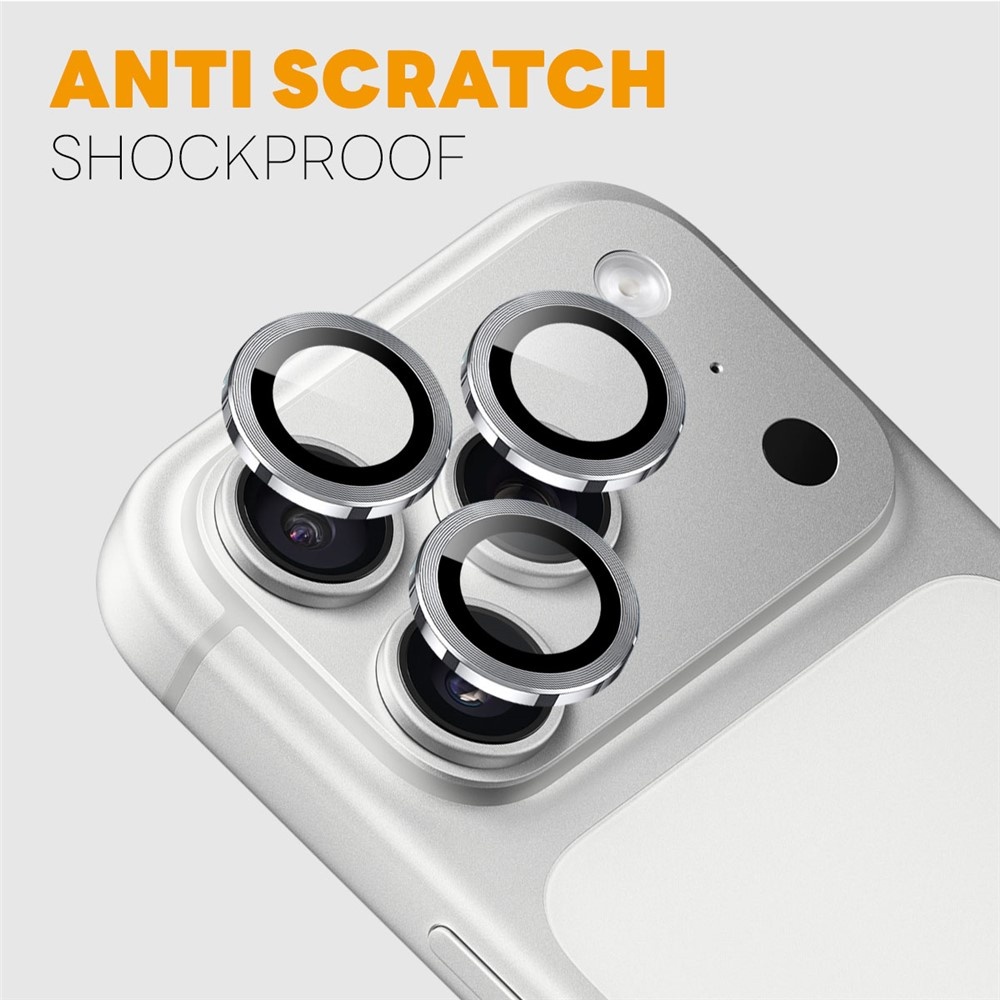 iPhone 18 Pro / iPhone 18 Pro Max camera lens protector – Metalen Ringen – Zilver