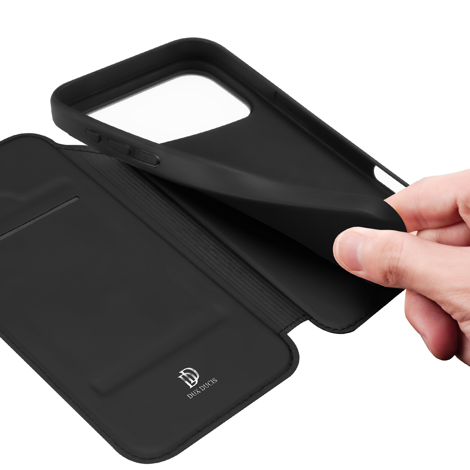 iPhone 18 Pro / iPhone 17 Pro hoesje Slim Bookcase - Zwart