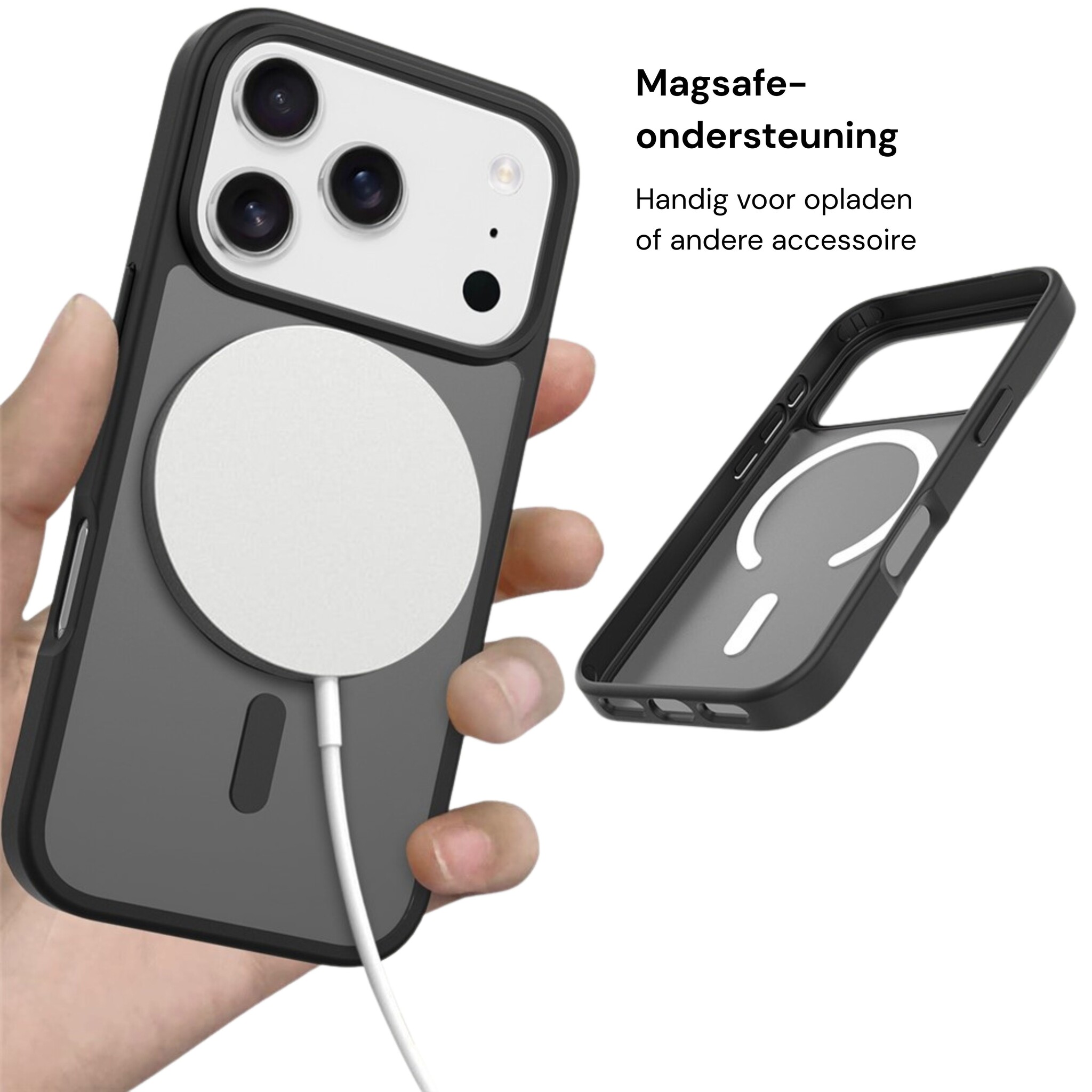iPhone 18 Pro / iPhone 17 Pro backcover hoesje - Magnetic Case met MagSafe Ondersteuning - Schokbestendig PC + TPU - Camera Bescherming - Zwart