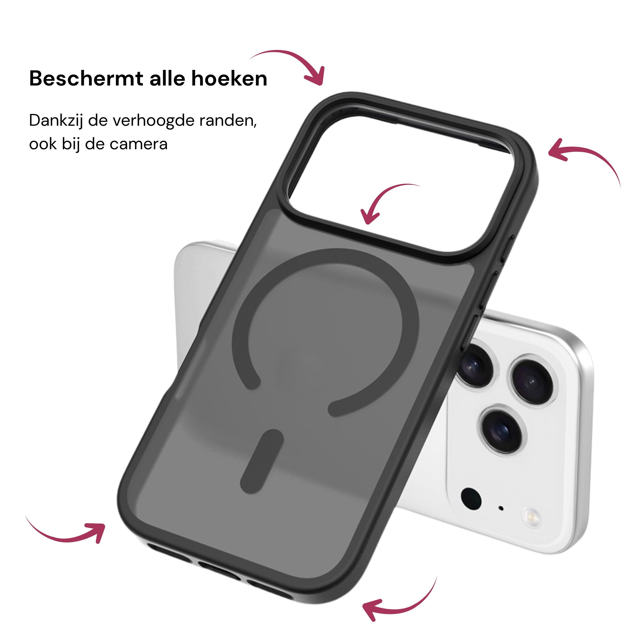 iPhone 18 Pro / iPhone 17 Pro backcover hoesje - Magnetic Case met MagSafe Ondersteuning - Schokbestendig PC + TPU - Camera Bescherming - Zwart