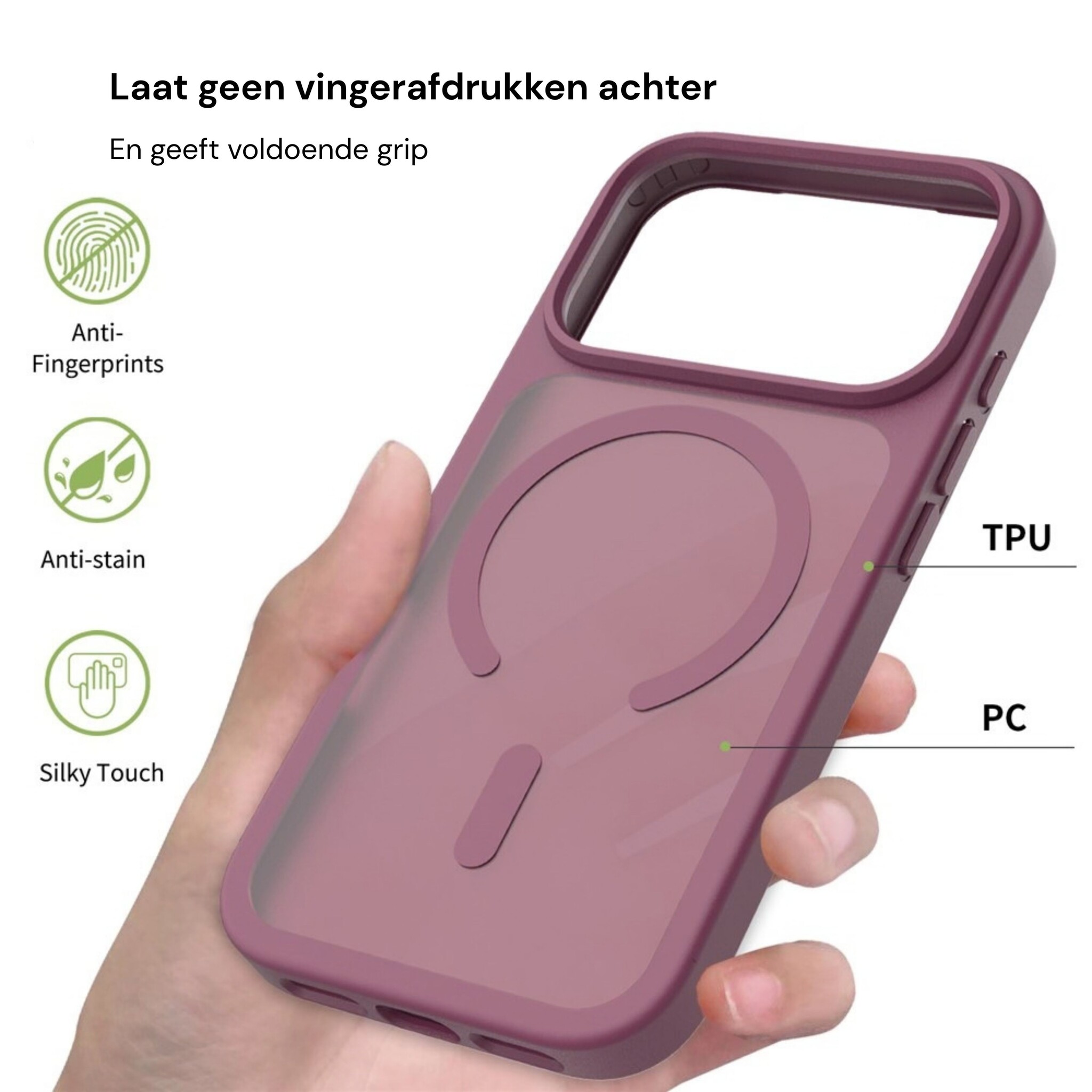 iPhone 18 Pro / iPhone 17 Pro backcover hoesje - Magnetic Case met MagSafe Ondersteuning - Schokbestendig PC + TPU - Camera Bescherming - Burgundy