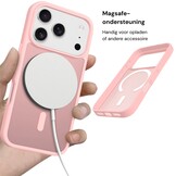 iPhone 18 Pro / iPhone 17 Pro backcover hoesje - Magnetic Case met MagSafe Ondersteuning - Schokbestendig PC + TPU - Camera Bescherming - Lichtroze