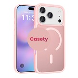 iPhone 18 Pro / iPhone 17 Pro backcover hoesje - Magnetic Case met MagSafe Ondersteuning - Schokbestendig PC + TPU - Camera Bescherming - Lichtroze