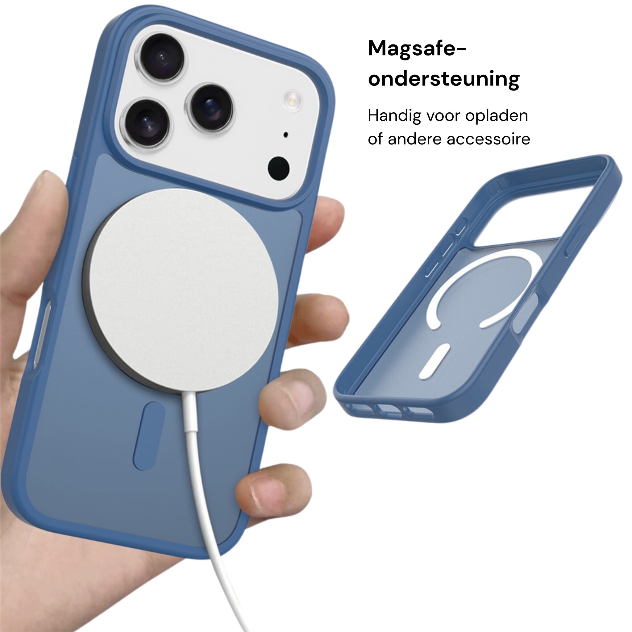 iPhone 18 Pro / iPhone 17 Pro backcover hoesje - Magnetic Case met MagSafe Ondersteuning - Schokbestendig PC + TPU - Camera Bescherming - Blauw