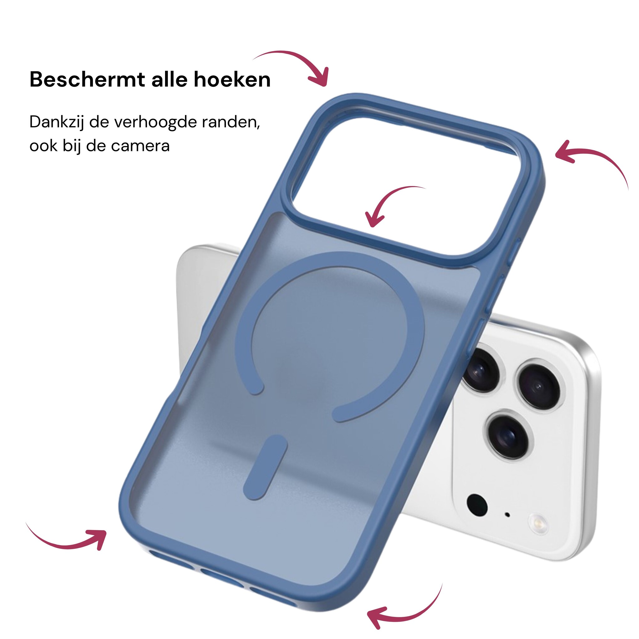 iPhone 18 Pro / iPhone 17 Pro backcover hoesje - Magnetic Case met MagSafe Ondersteuning - Schokbestendig PC + TPU - Camera Bescherming - Blauw
