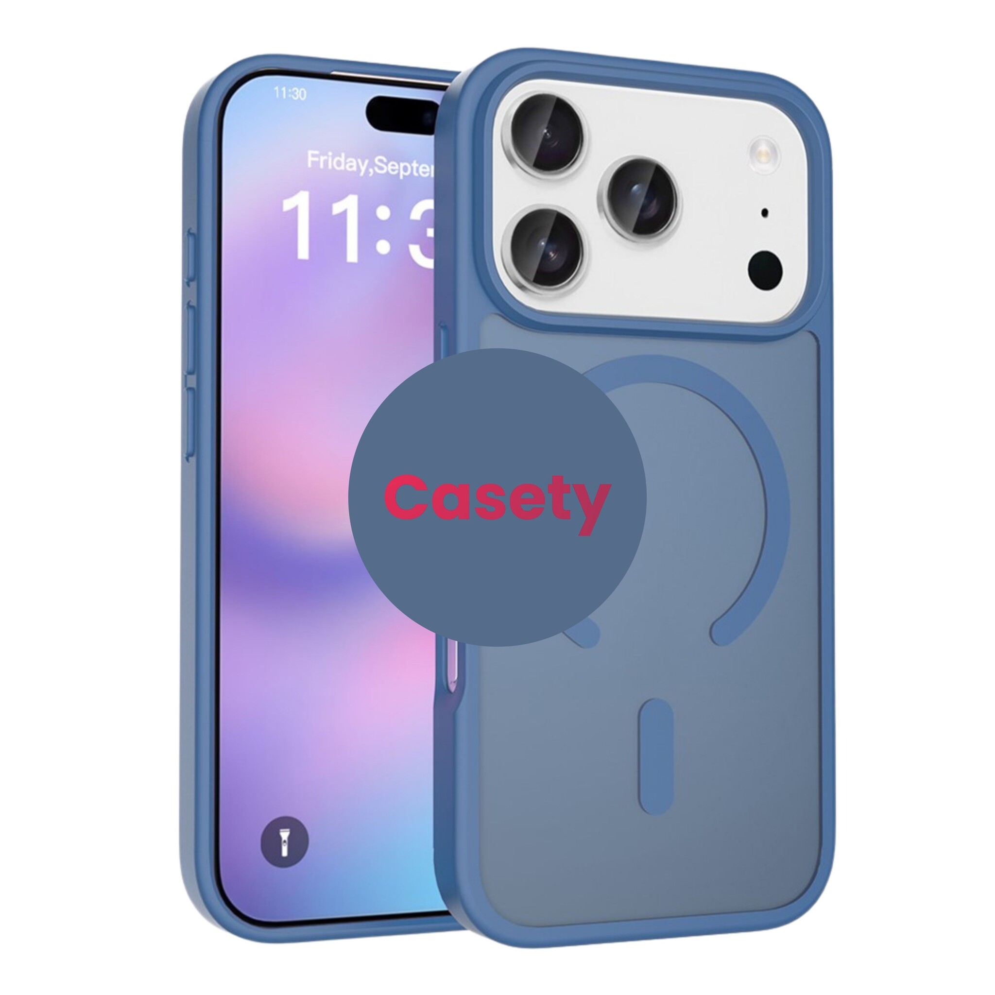 iPhone 18 Pro / iPhone 17 Pro backcover hoesje - Magnetic Case met MagSafe Ondersteuning - Schokbestendig PC + TPU - Camera Bescherming - Blauw