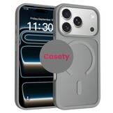 iPhone 18 Pro / iPhone 17 Pro backcover hoesje - Magnetic Case met MagSafe Ondersteuning - Schokbestendig PC + TPU - Camera Bescherming - Grijs
