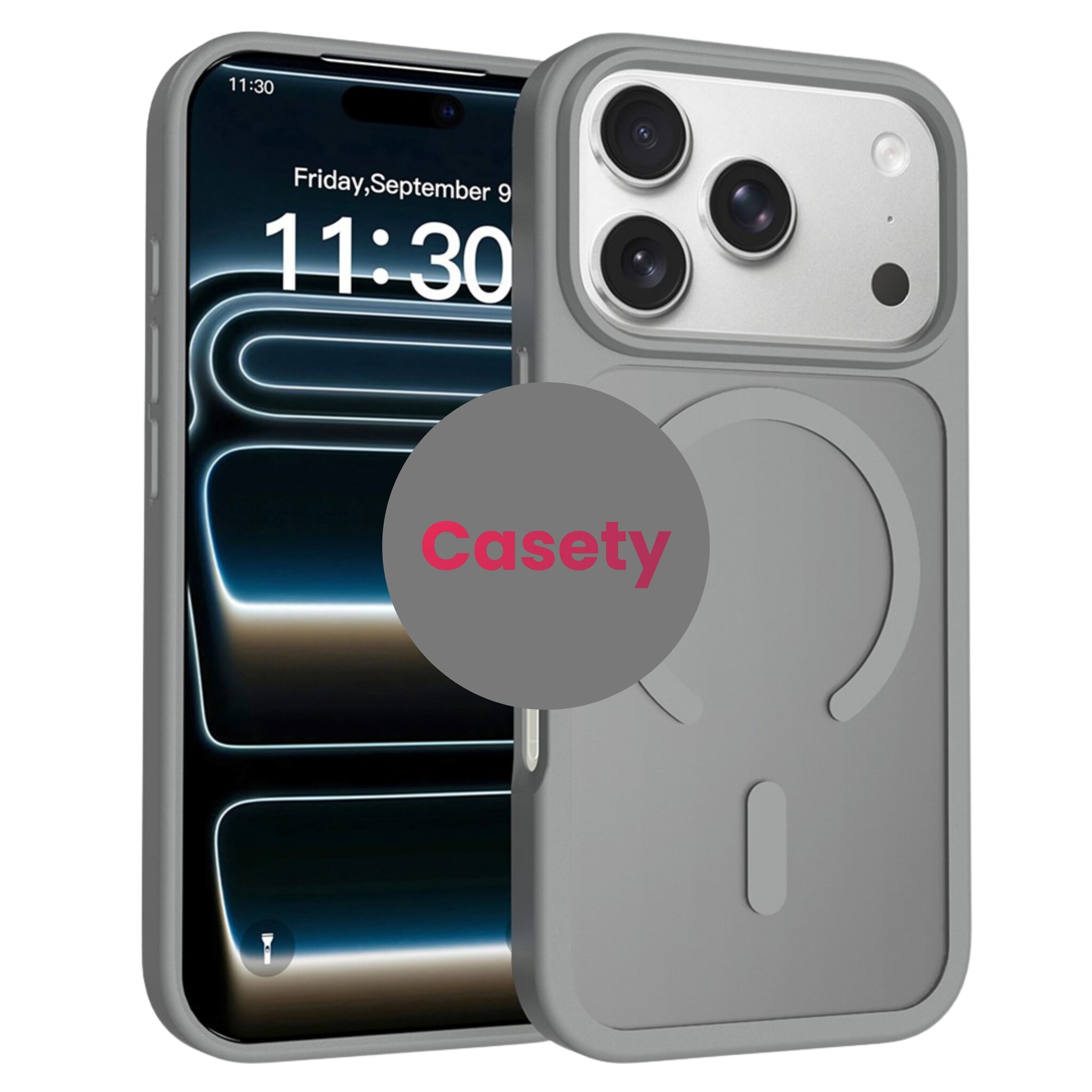 iPhone 18 Pro / iPhone 17 Pro backcover hoesje - Magnetic Case met MagSafe Ondersteuning - Schokbestendig PC + TPU - Camera Bescherming - Grijs