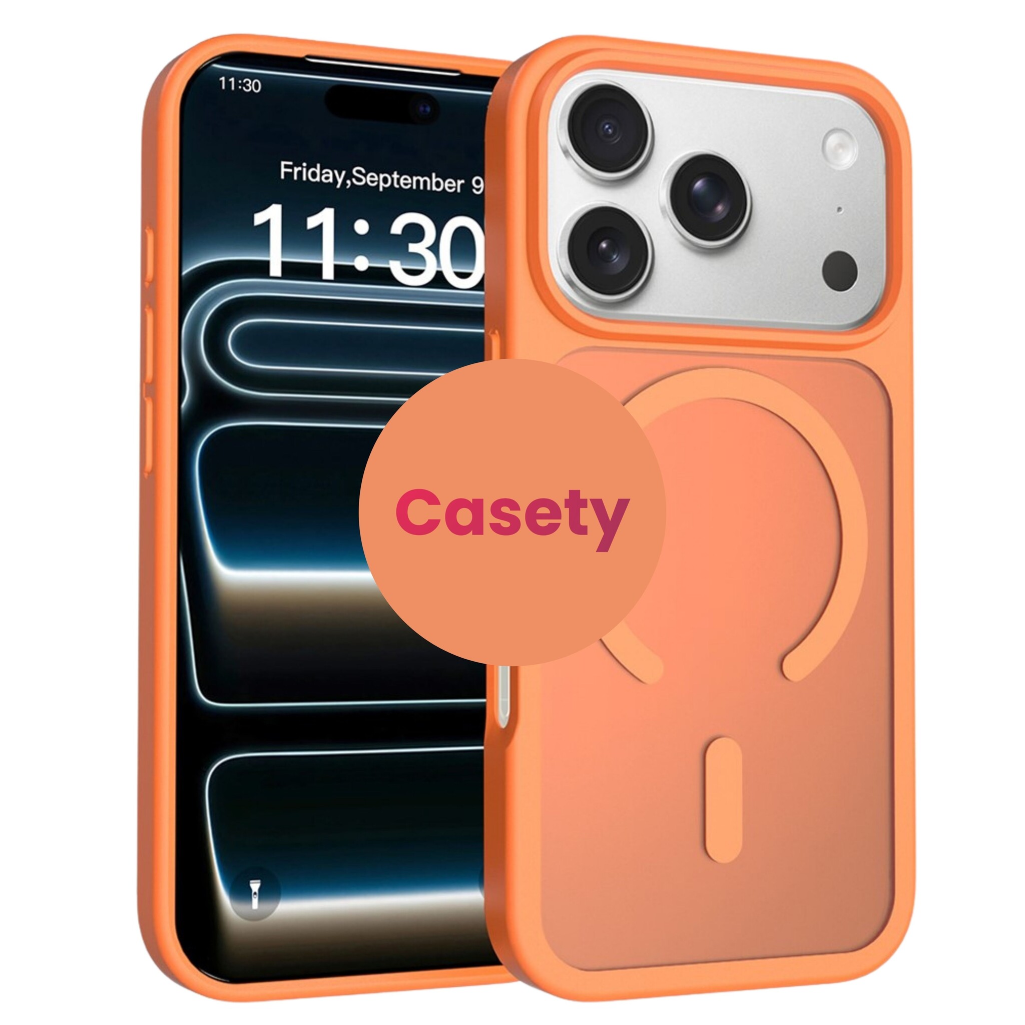 iPhone 18 Pro / iPhone 17 Pro backcover hoesje - Magnetic Case met MagSafe Ondersteuning - Schokbestendig PC + TPU - Camera Bescherming - Oranje