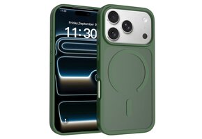 Casety iPhone 18 Pro / iPhone 17 Pro hoesje - slanke backcover met MagSafe ondersteuning - Army Groen