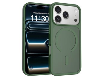 Casety iPhone 18 Pro / iPhone 17 Pro hoesje - slanke backcover met MagSafe ondersteuning - Army Groen