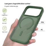 iPhone 18 Pro / iPhone 17 Pro backcover hoesje - Magnetic Case met MagSafe Ondersteuning - Schokbestendig PC + TPU - Camera Bescherming - Army Groen