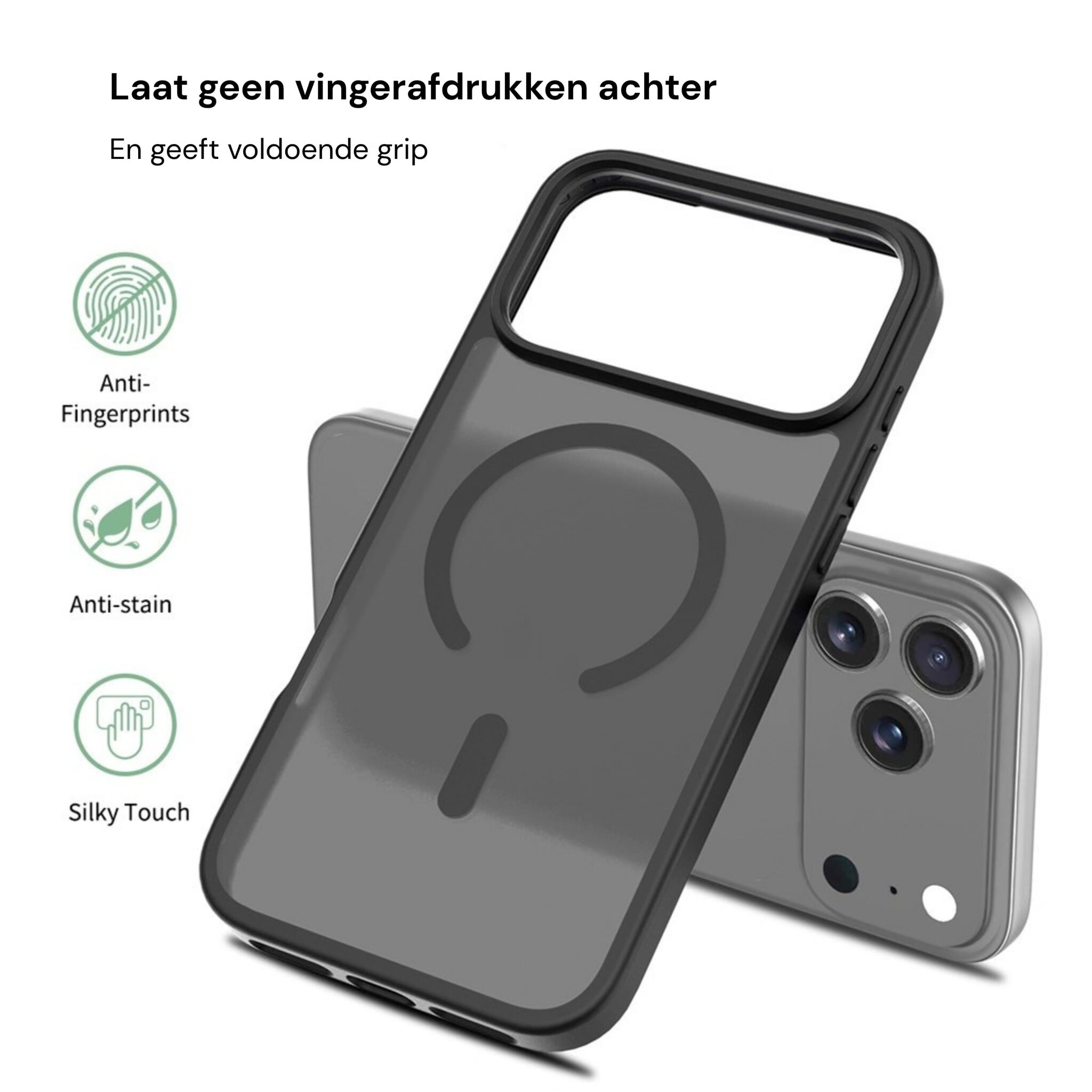iPhone 18 Pro Max / iPhone 17 Pro Max backcover hoesje - Magnetic Case met MagSafe Ondersteuning - Schokbestendig PC + TPU - Camera Bescherming - Zwart