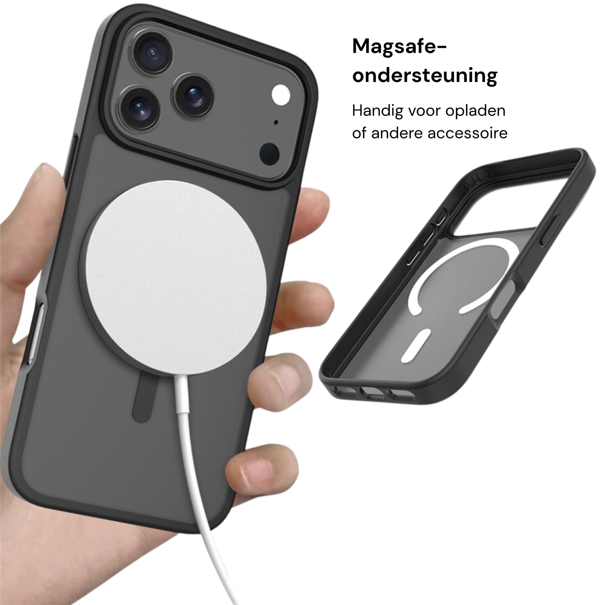 iPhone 18 Pro Max / iPhone 17 Pro Max backcover hoesje - Magnetic Case met MagSafe Ondersteuning - Schokbestendig PC + TPU - Camera Bescherming - Zwart