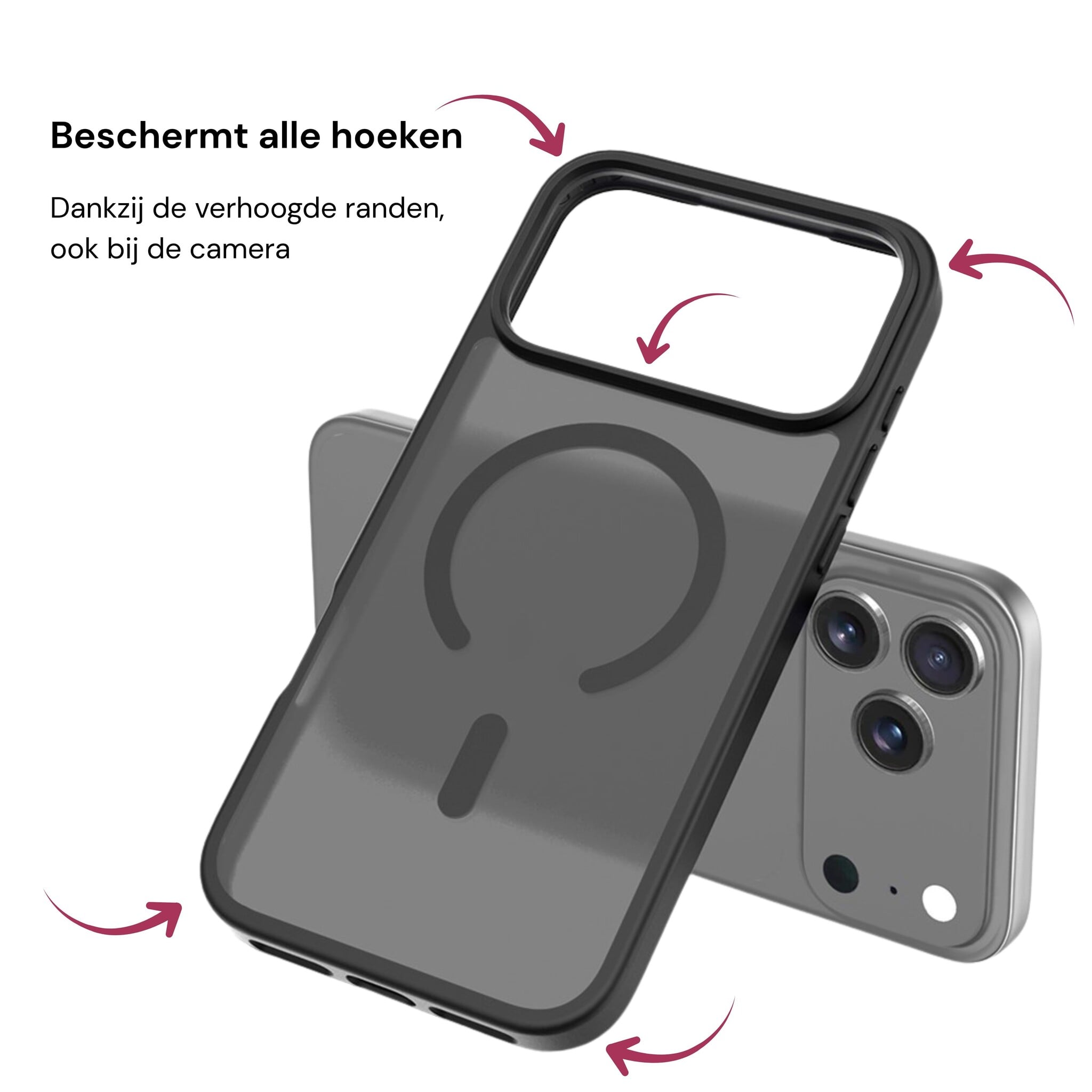 iPhone 18 Pro Max / iPhone 17 Pro Max backcover hoesje - Magnetic Case met MagSafe Ondersteuning - Schokbestendig PC + TPU - Camera Bescherming - Zwart