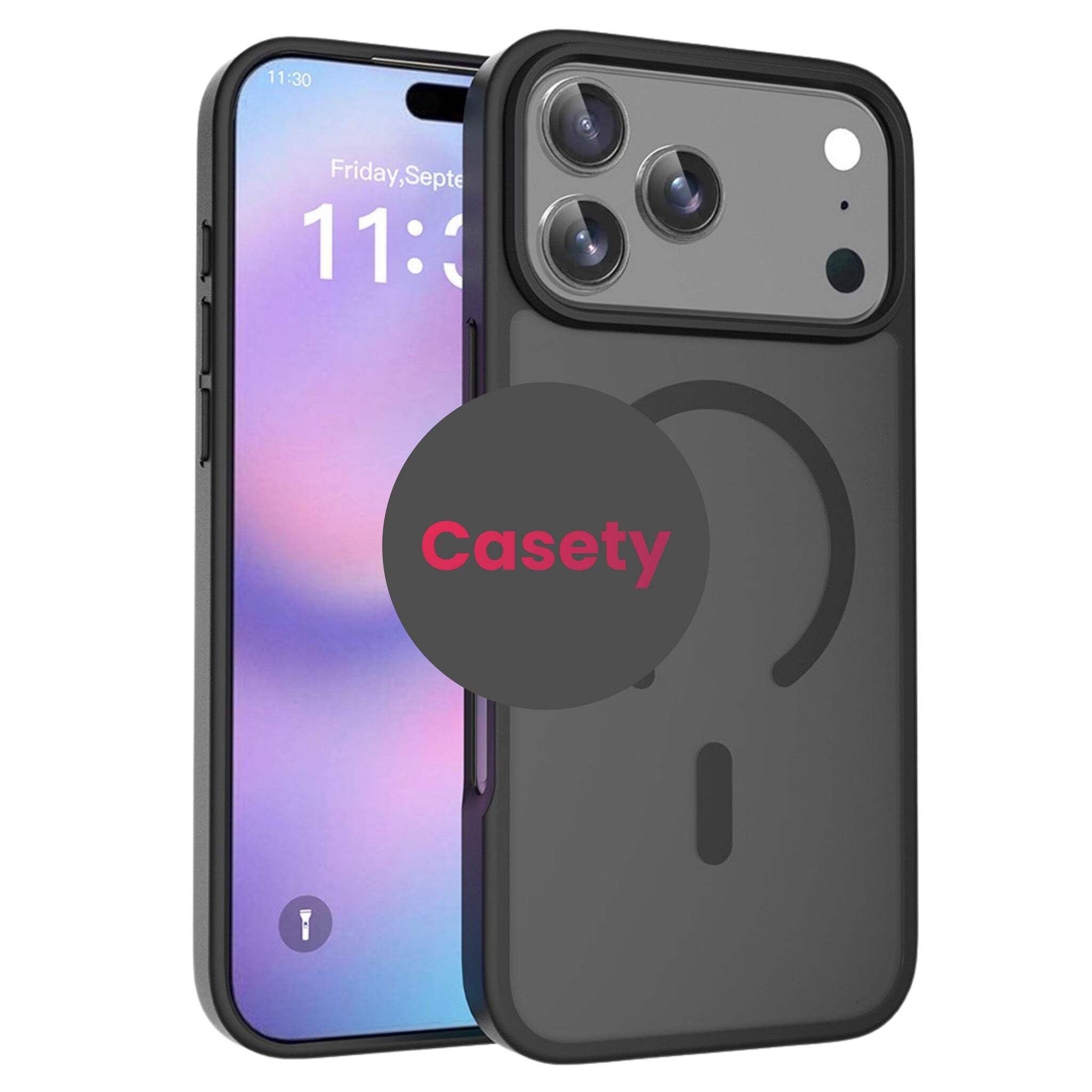 iPhone 18 Pro Max / iPhone 17 Pro Max backcover hoesje - Magnetic Case met MagSafe Ondersteuning - Schokbestendig PC + TPU - Camera Bescherming - Zwart
