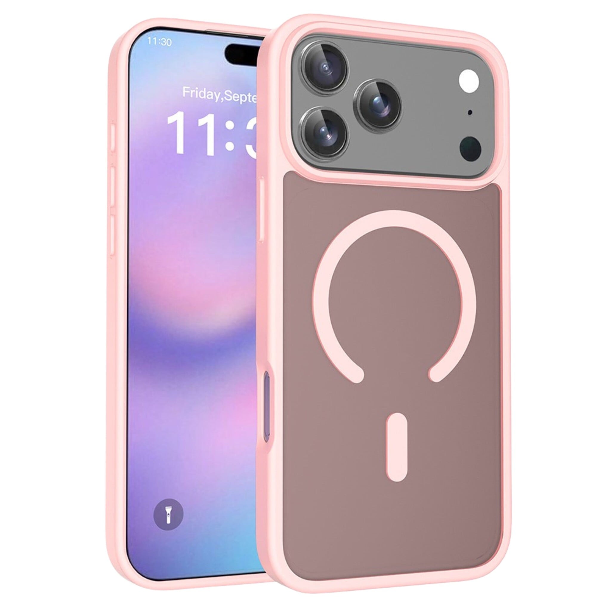 iPhone 18 Pro Max / iPhone 17 Pro Max backcover hoesje - Magnetic Case met MagSafe Ondersteuning - Schokbestendig PC + TPU - Camera Bescherming - Lichtroze