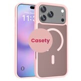 iPhone 18 Pro Max / iPhone 17 Pro Max backcover hoesje - Magnetic Case met MagSafe Ondersteuning - Schokbestendig PC + TPU - Camera Bescherming - Lichtroze