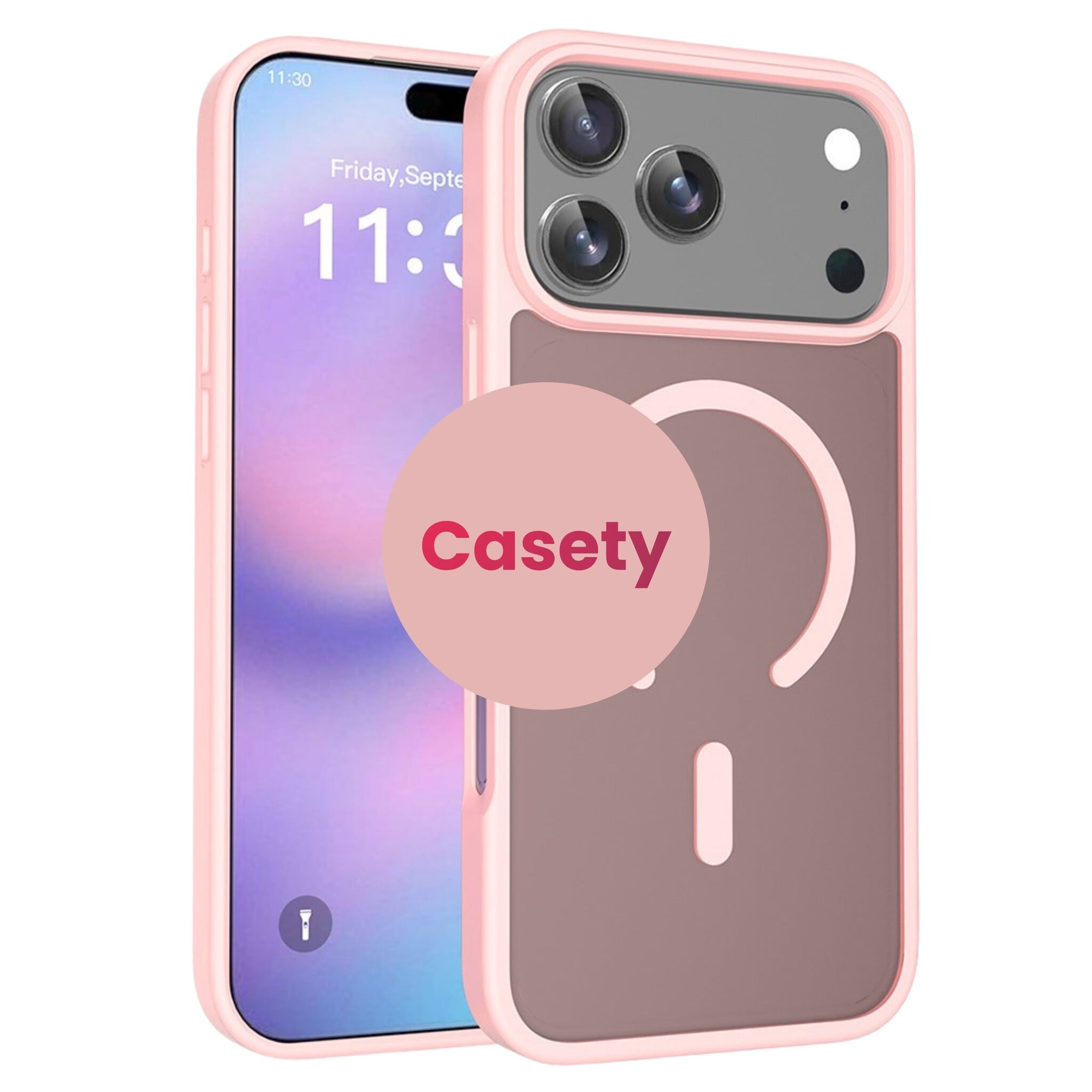 iPhone 18 Pro Max / iPhone 17 Pro Max backcover hoesje - Magnetic Case met MagSafe Ondersteuning - Schokbestendig PC + TPU - Camera Bescherming - Lichtroze