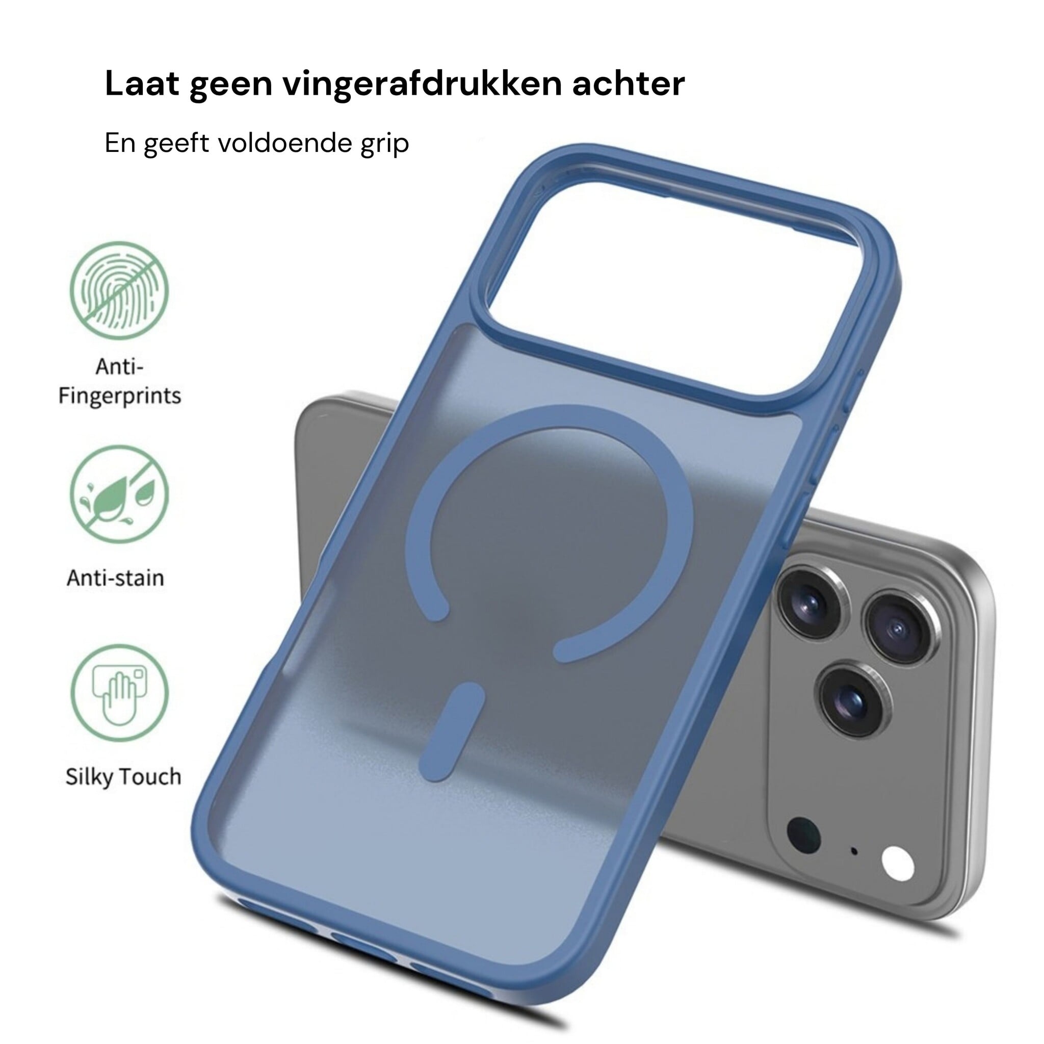 iPhone 18 Pro Max / iPhone 17 Pro Max backcover hoesje - Magnetic Case met MagSafe Ondersteuning - Schokbestendig PC + TPU - Camera Bescherming - Blauw