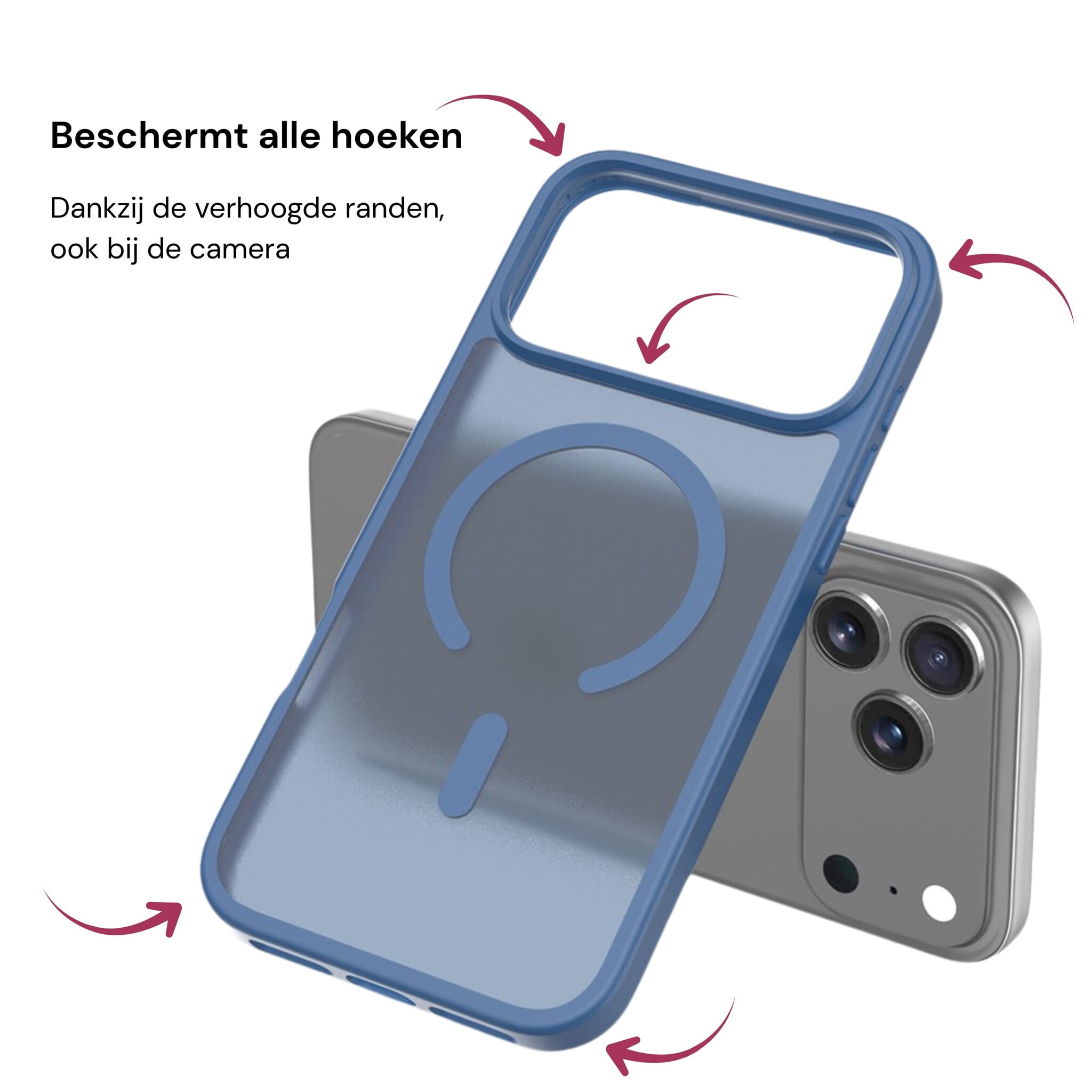 iPhone 18 Pro Max / iPhone 17 Pro Max backcover hoesje - Magnetic Case met MagSafe Ondersteuning - Schokbestendig PC + TPU - Camera Bescherming - Blauw